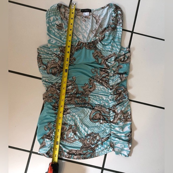 Venus ladies slinky shirted top in sea foam, grey and white size L 44/46 - Picture 6 of 6